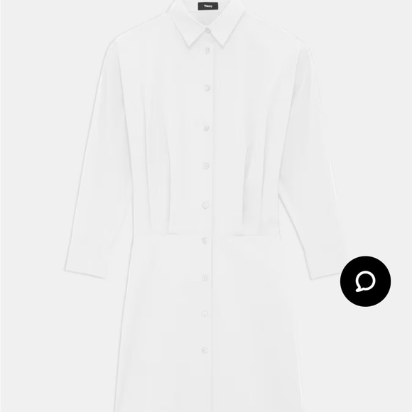 Theory Fitted White Shirt Cotton Dress Size 0 - Picture 5 of 10